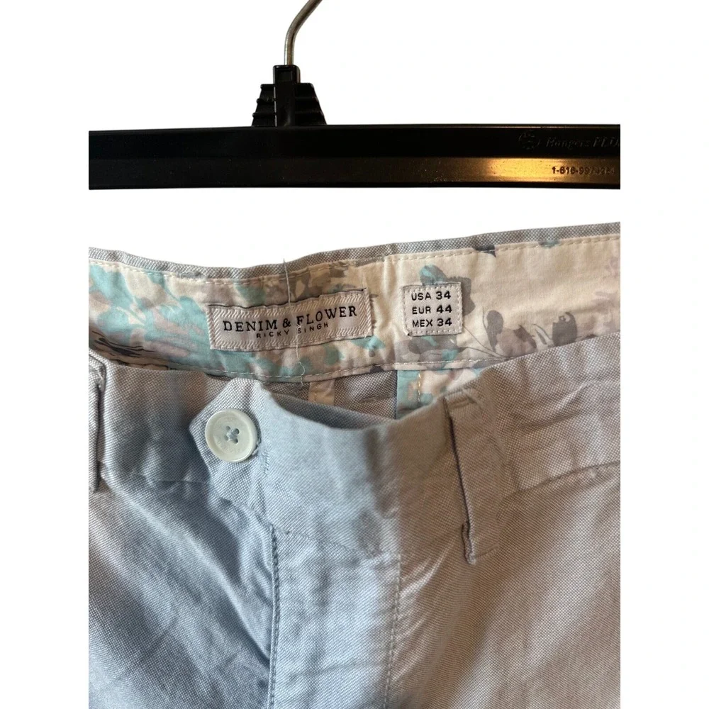 Denim & Flower Light Blue Chino Shorts Casual Summer‎ Mens Size 34